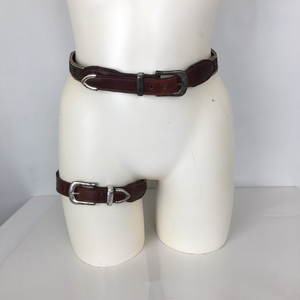 Western Leather & Horse Hair Belt Matching Leg Strap/Hat Band Rodeo Equestrian